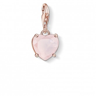 Charm pendant Heart with hot pink stone