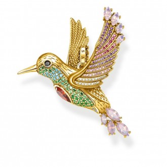 pendant colourful hummingbird gold