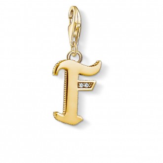 Charm pendant letter F gold