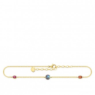ankle chain Colourful stones, gold