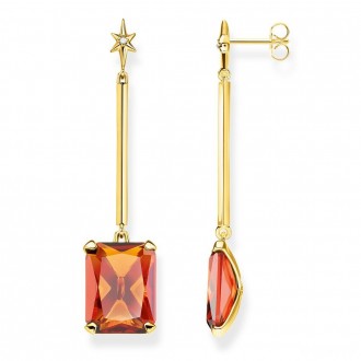 earrings Orange stone with star