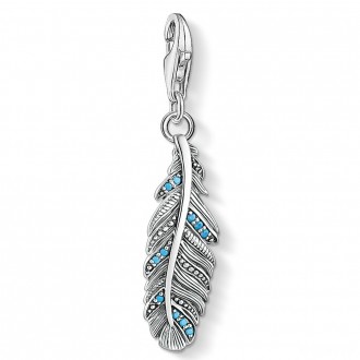 Charm pendant feather turquoise