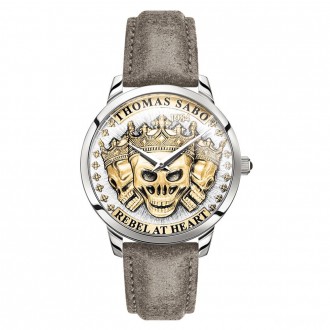 men's watch Rebel Spirit 3D skulls, gold