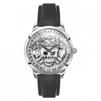 men's watch Rebel Spirit 3D skulls, silver