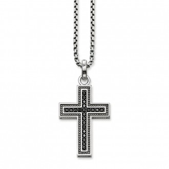 necklace black cross pavé