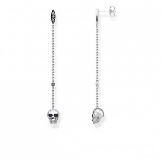 earrings Skulls with Black Stones