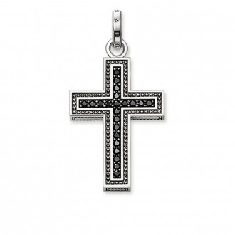 pendant black cross pave