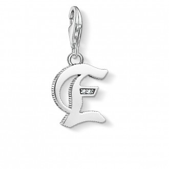 Charm pendant letter E silver